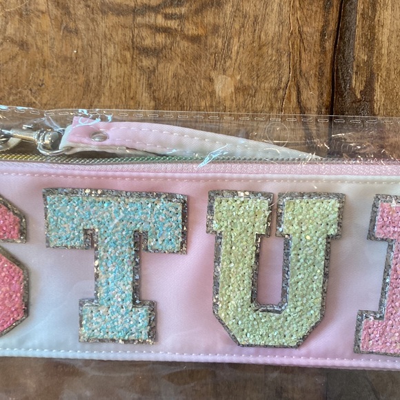 Dyshayen glitter letter “stuff” zip pouch - Picture 3 of 5